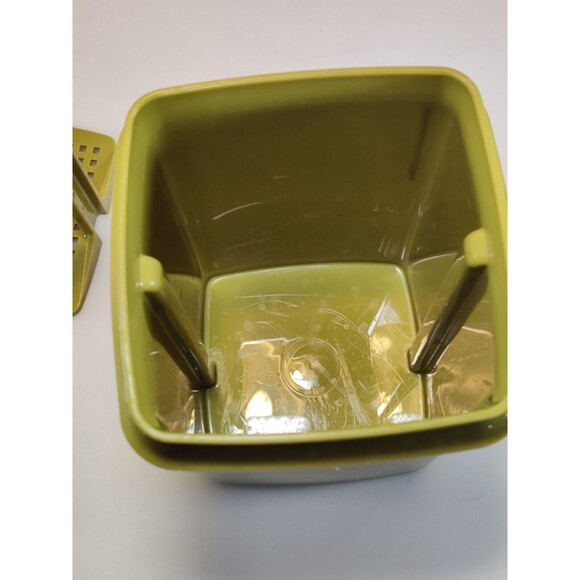 Vintage Tupperware 1330-6 Pickle Keeper Pick-A-Deli Olive Green - 3 Pieces - Picture 4 of 14